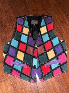 Braetan Black Multicolor Suede Patchwork Vest